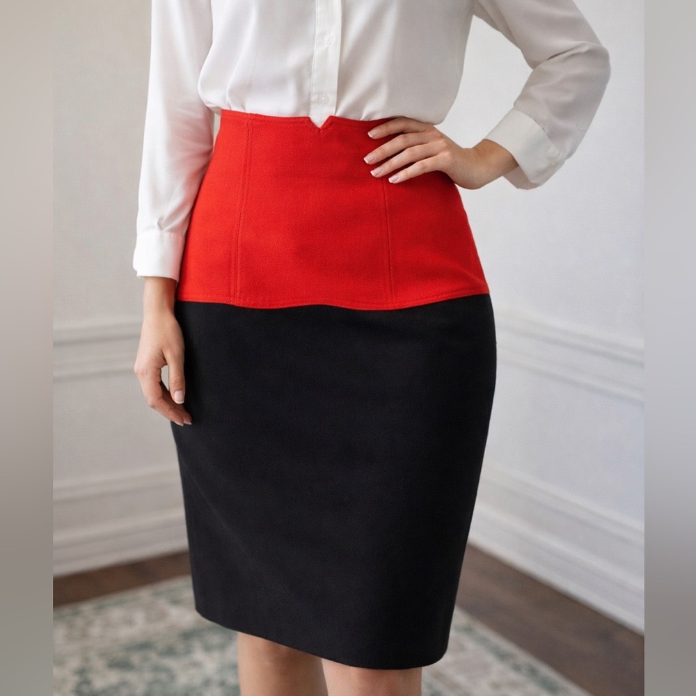 Escada 100% New Wool High-Waist Pencil Skirt